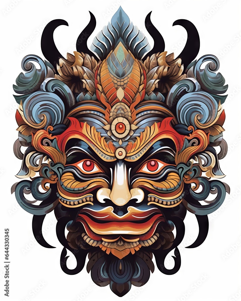 Illustration of a colorful spooky mask isolated on plain background Illustration of a colorful spooky mask isolated on plain background