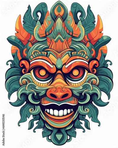Illustration of a colorful spooky mask isolated on plain background