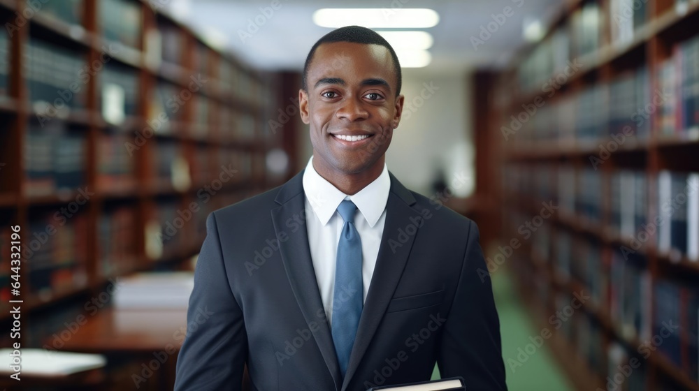 Portrait of a male legal analyst in a bustling law firm meticulously researching legal cases Portrait of a male legal analyst in a bustling law firm meticulously researching legal cases