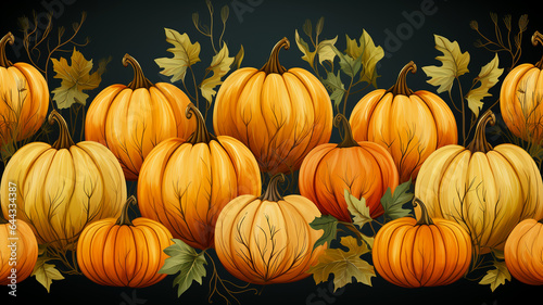 Autumn pumpkin harvest background  halloween  vegetarian and healthy eating concept