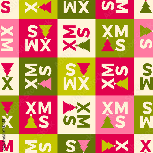 Fun typography design with square seamless pattern for christmas celebration background.
