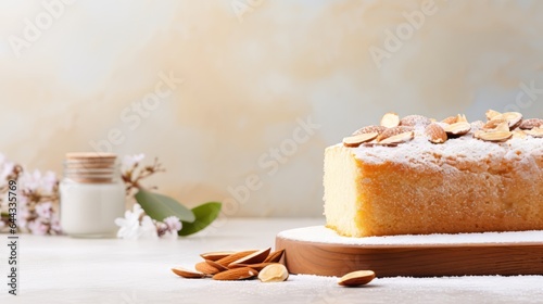 Semolina Cake, banner with Minimalist Clean Copy Space
