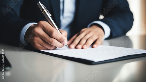 Businessman signed a document