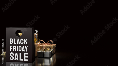 The Shopping Bag and gift box for Black Friday concept 3d rendering