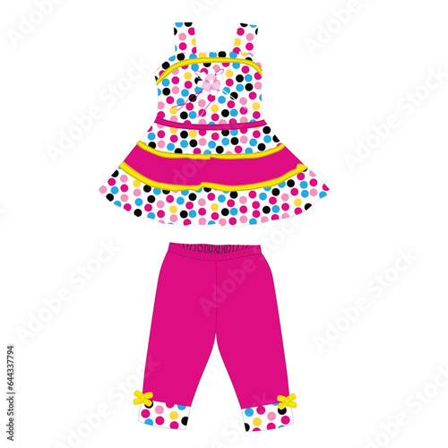 baby frocks with legging print vector art