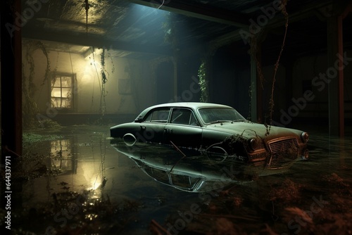 Indoor look of a submerged vehicle. Generative AI