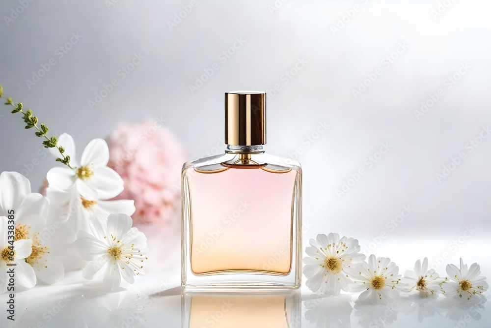 On a white background, a tiny, adorable perfume bottle is visible. On a white background, a tiny, adorable perfume bottle is visible.