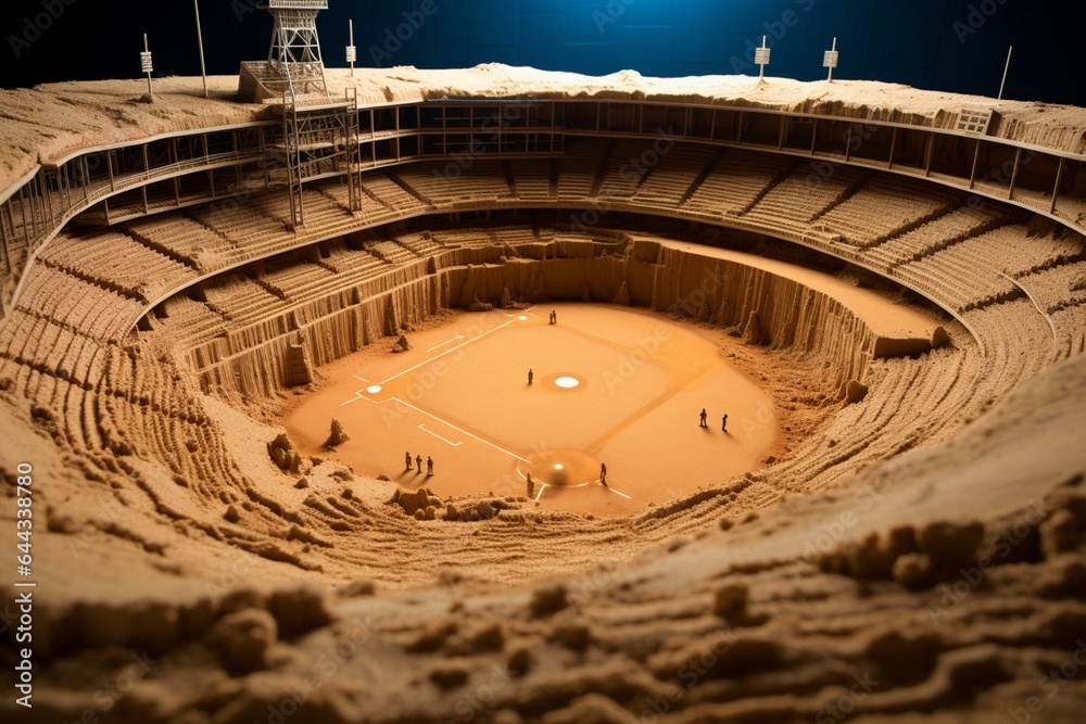 Sand-filled baseball stadium. Generative AI