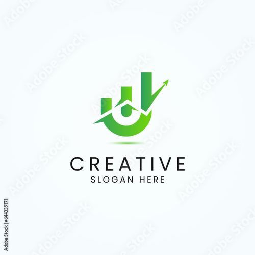 Creative letter U financial chart logo vector template