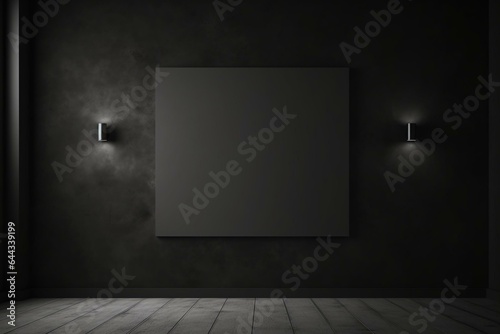 Artistic wall mockup with lighting and shadow, providing space for display or design frame. Chiaroscuro room view. Generative AI