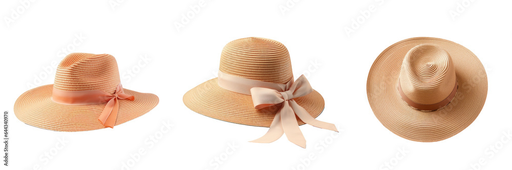 Straw hat alone on a transparent background Straw hat alone on a transparent background