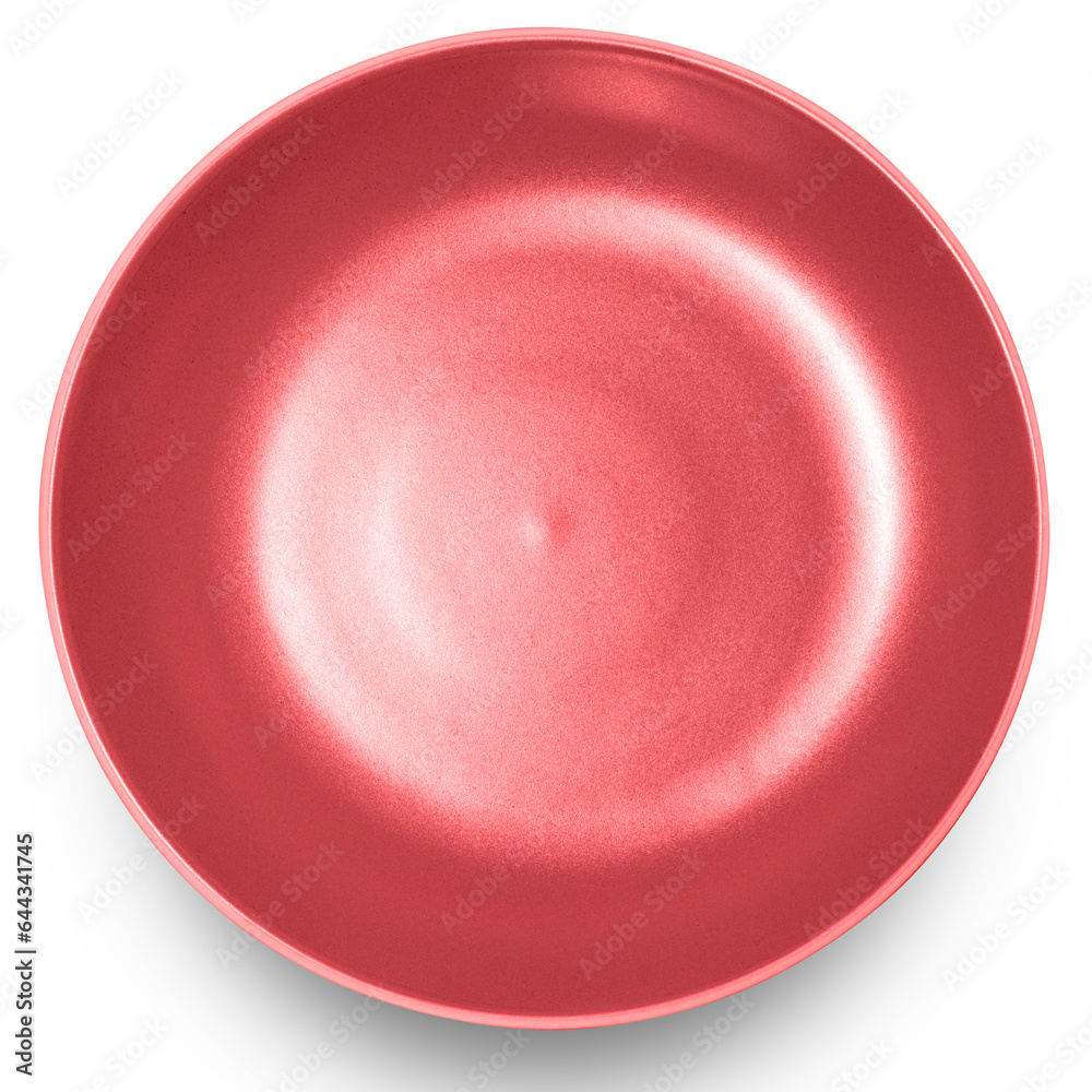 Red circle ceramics plate isolated on white background. Red circle ceramics plate isolated on white background.