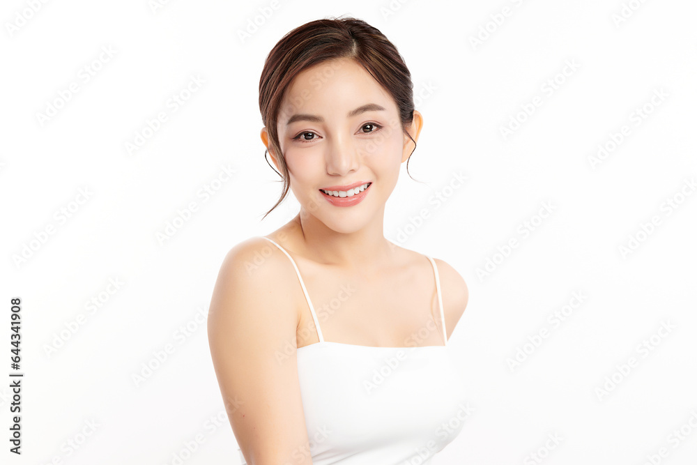 Beautiful smile of young woman with healthy white teeth on white background, Dental care. Dentistry concept. Beautiful smile of young woman with healthy white teeth on white background, Dental care. Dentistry concept.