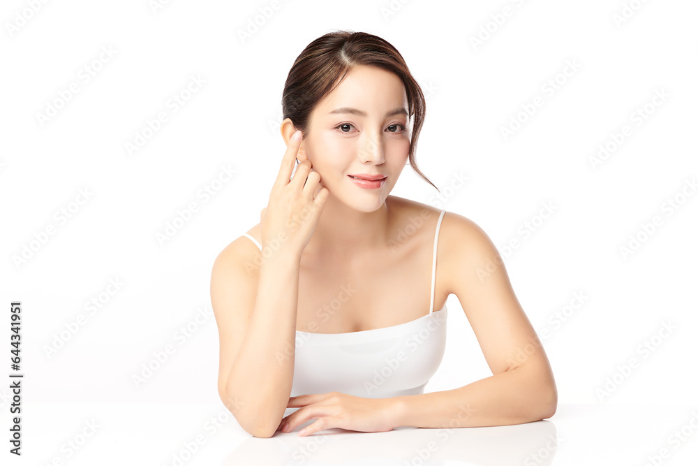 Beautiful young asian woman with clean fresh skin on white background, Face care, Facial treatment, Cosmetology, beauty and spa, Asian women portrait. Beautiful young asian woman with clean fresh skin on white background, Face care, Facial treatment, Cosmetology, beauty and spa, Asian women portrait.