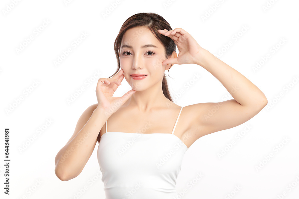 Beautiful young asian woman with clean fresh skin on white background, Face care, Facial treatment, Cosmetology, beauty and spa, Asian women portrait. Beautiful young asian woman with clean fresh skin on white background, Face care, Facial treatment, Cosmetology, beauty and spa, Asian women portrait.