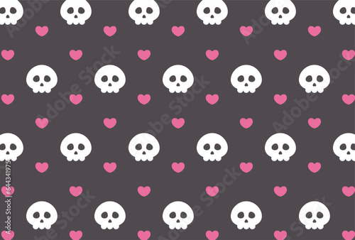 seamless pattern with skulls and hearts for banners, cards, flyers, social media wallpapers, etc.