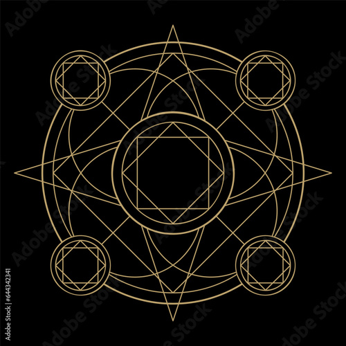 mysterious golden magical circle vector design