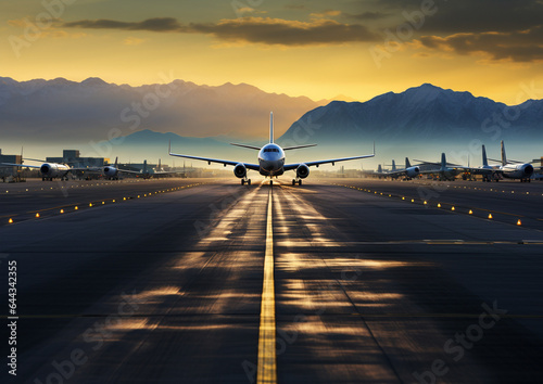 On the Horizon: Modern Aircraft Departing at Dawn © swissa