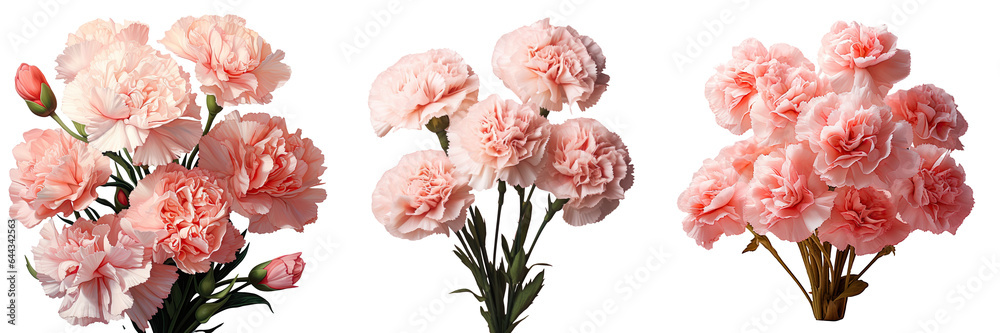 Isolated carnation bouquet transparent background