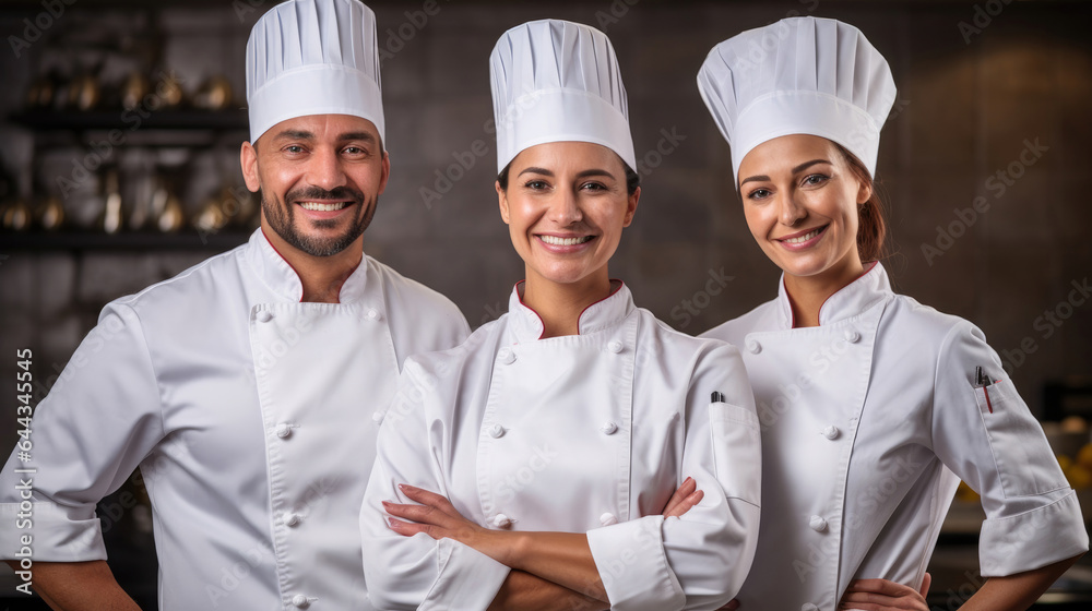 Team of smiling chefs