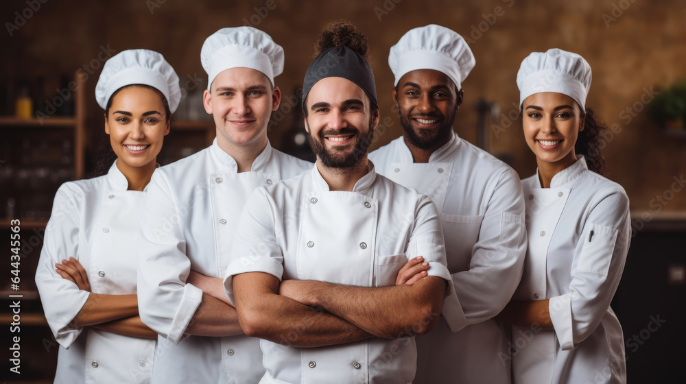 Team of smiling chefs