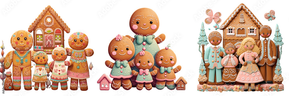 Fototapeta premium Gingerbread relatives transparent background