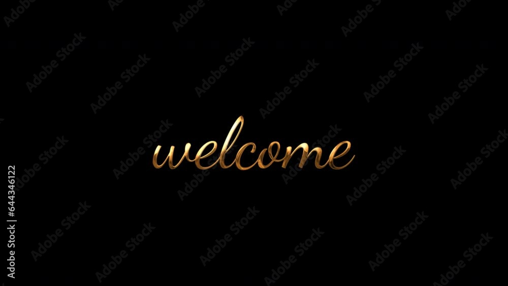 Welcome animation text in gold color Welcome animation text in gold color