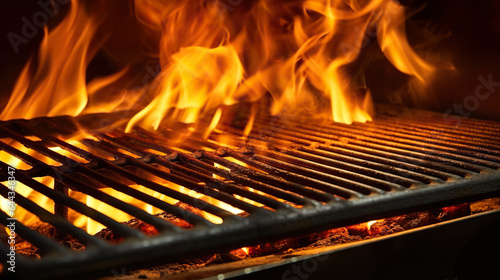 Sizzling BBQ A Charcoal Fire Grill Alight with Flavorful Delights. created with Generative AI