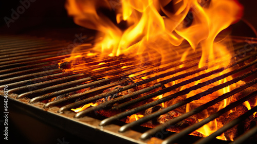 Sizzling BBQ A Charcoal Fire Grill Alight with Flavorful Delights. created with Generative AI