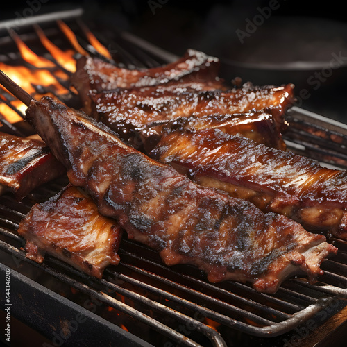 grilled meat on the grill ai generate