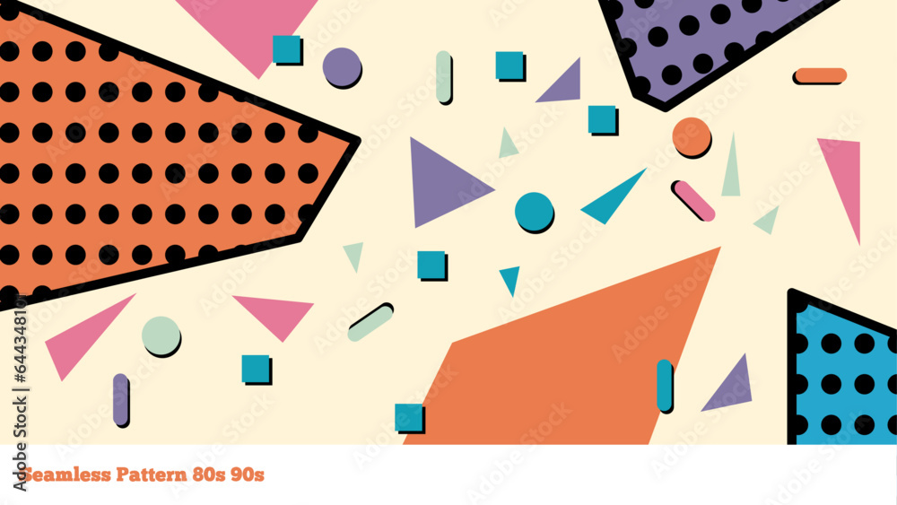 Seamless 90s 80s background design, with modern, vintage style.