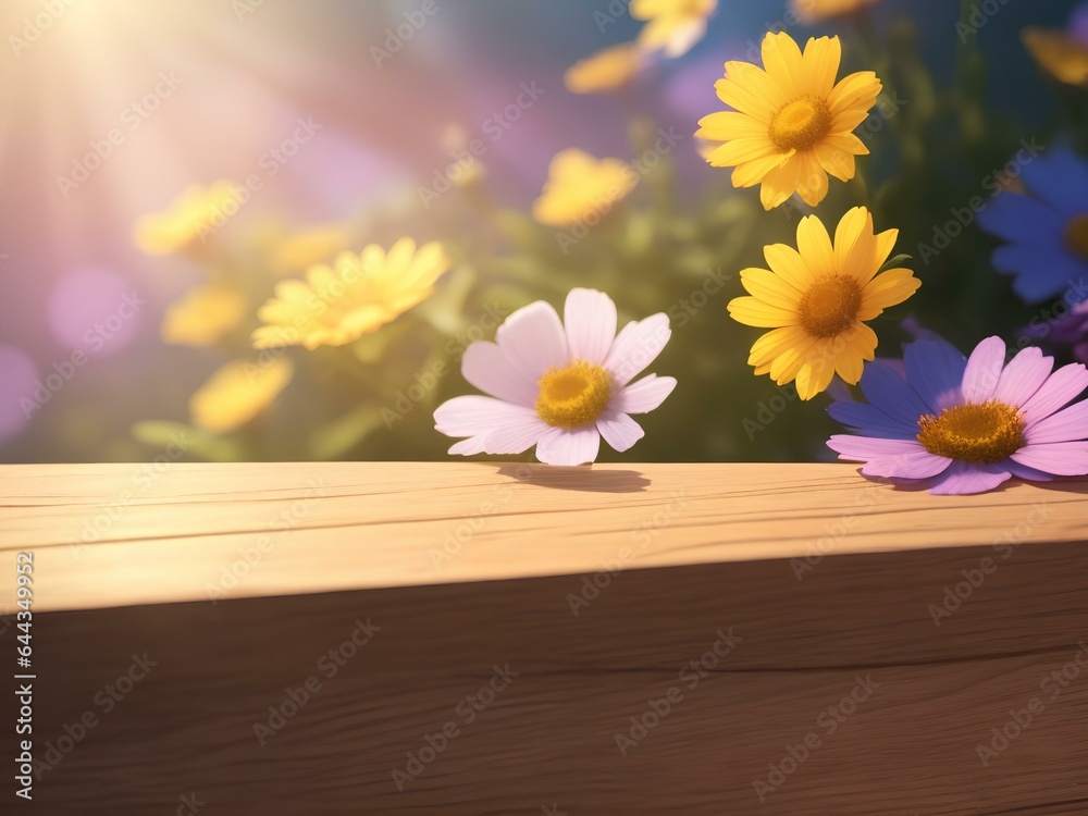 Obraz premium flowers on wooden background