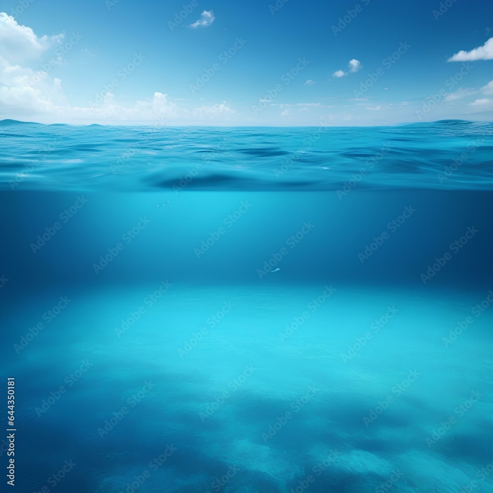 blue sea and blue sky