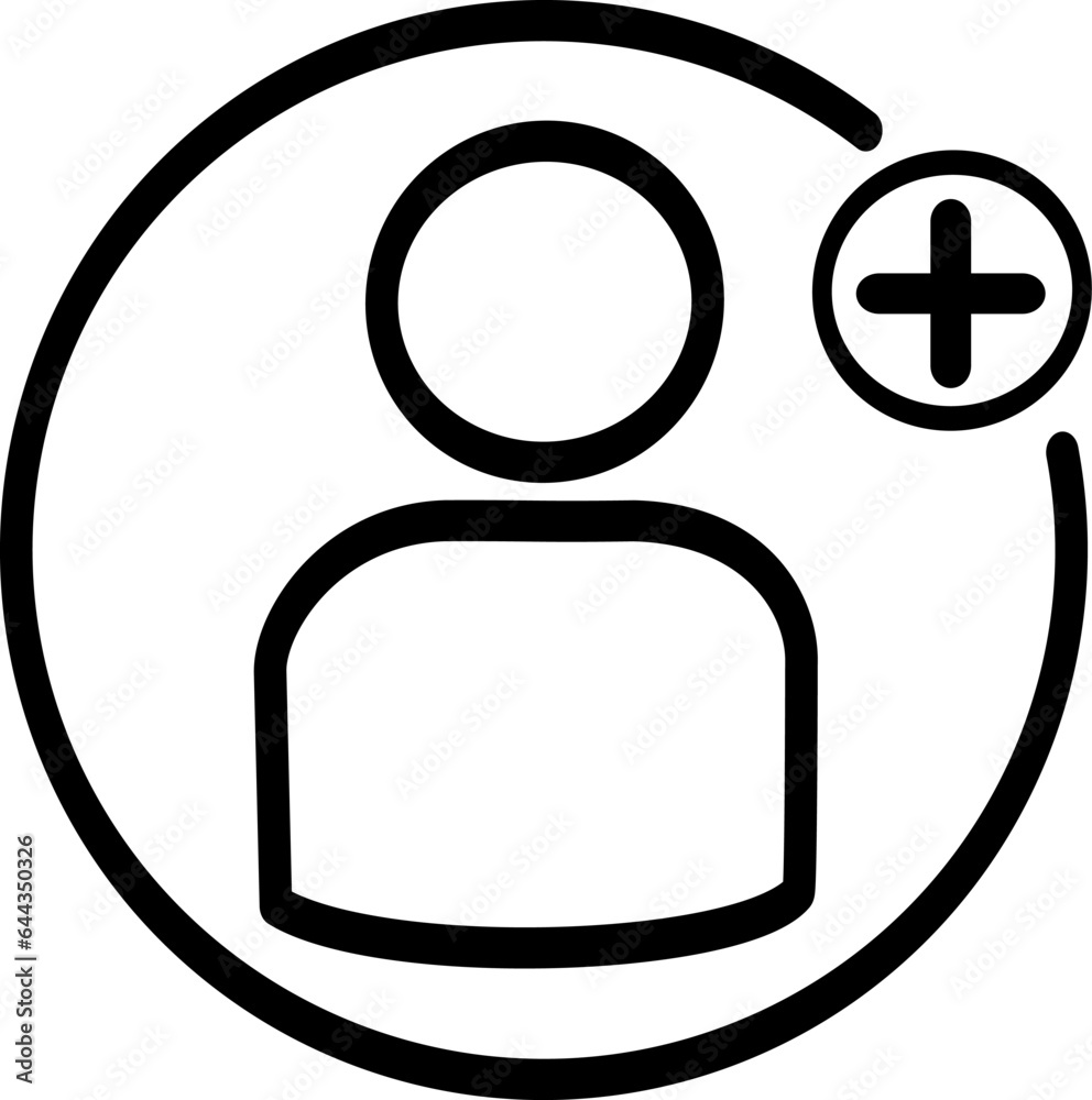 Add user male line icon. Member with plus symbol, logo illustration. Replaceable vector design. Add user male line icon. Member with plus symbol, logo illustration. Replaceable vector design.