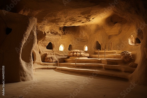 Tomb in Beit Guvrin cave. Generative AI photo