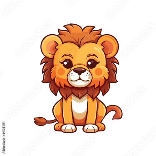vector cute lion standing cartoon vector icon 