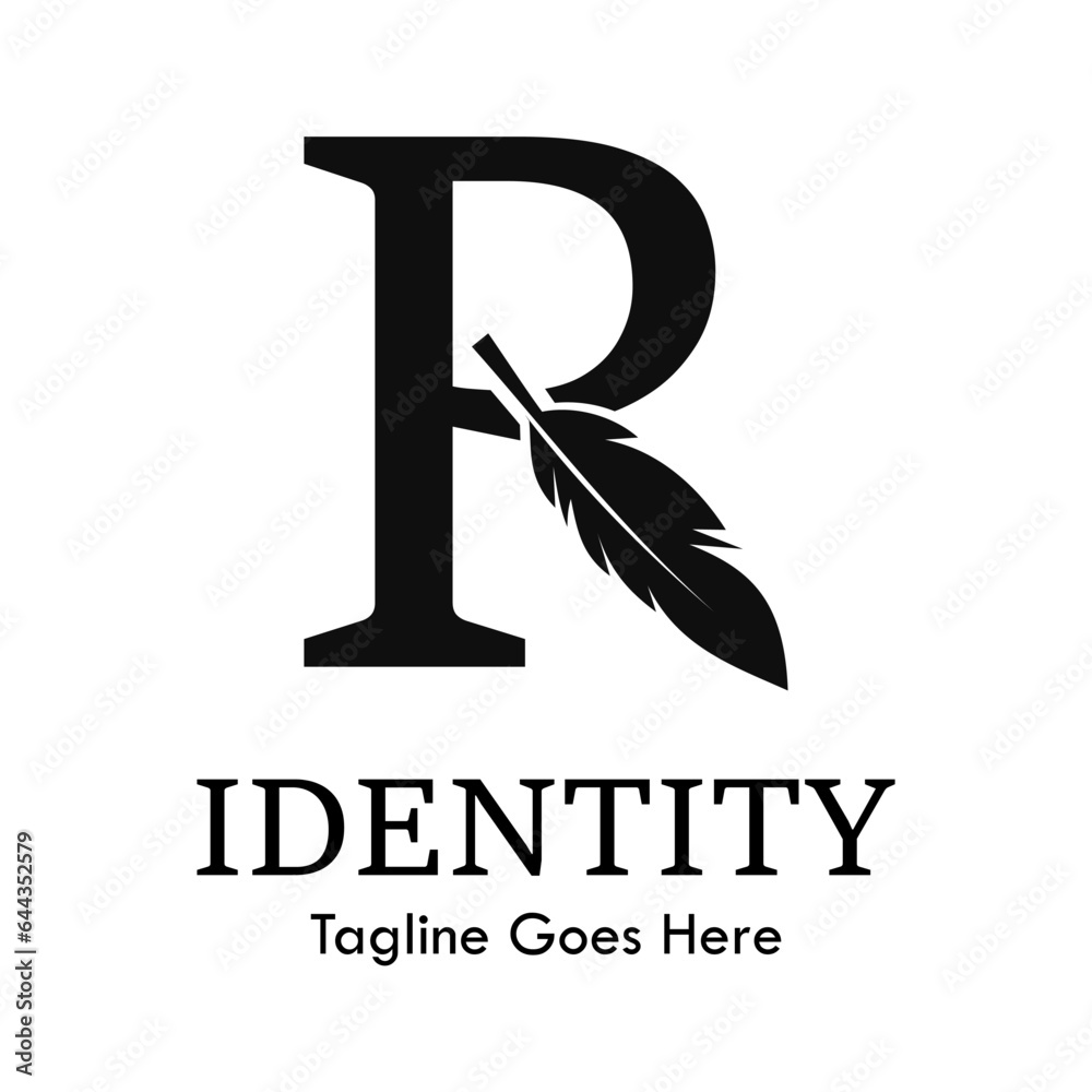 letter r with quill feather design template illustration. suitable for education, lawyer, learning brand, publishing related business. letter r with quill feather design template illustration. suitable for education, lawyer, learning brand, publishing related business.