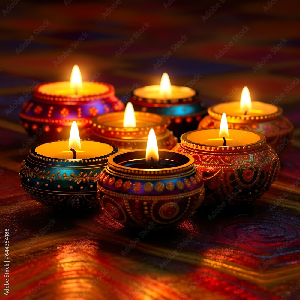 Happy diwali diya lamps lit up for dipavali Hindu festival of lights celebration Happy diwali diya lamps lit up for dipavali Hindu festival of lights celebration