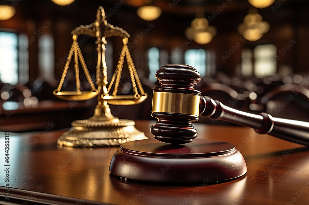 Symbol of Justice Close-Up Gavel on Judge's Desk in a Courtroom, Emphasizing Legal Proceedings, Trials, Attorney Consultations, and Judicial Verdicts in Criminal Cases. created with Generative AI Symbol of Justice Close-Up Gavel on Judge's Desk in a Courtroom, Emphasizing Legal Proceedings, Trials, Attorney Consultations, and Judicial Verdicts in Criminal Cases. created with Generative AI