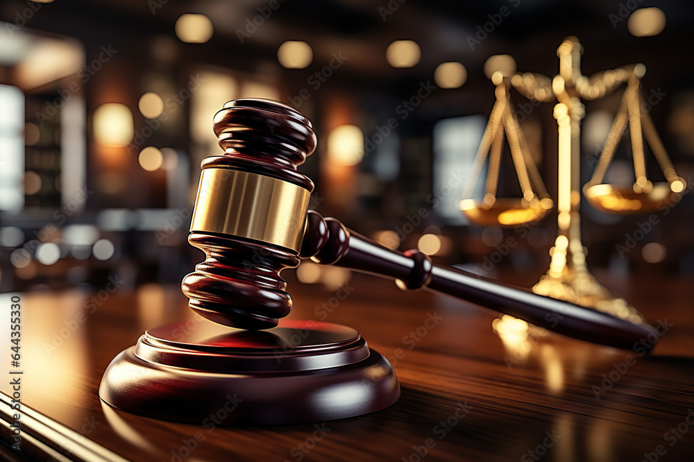Symbol of Justice Close-Up Gavel on Judge's Desk in a Courtroom, Emphasizing Legal Proceedings, Trials, Attorney Consultations, and Judicial Verdicts in Criminal Cases. created with Generative AI Symbol of Justice Close-Up Gavel on Judge's Desk in a Courtroom, Emphasizing Legal Proceedings, Trials, Attorney Consultations, and Judicial Verdicts in Criminal Cases. created with Generative AI
