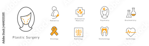 Hospital Departments Icons Isolated on White Background Vector Set