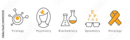 Hospital Departments Icons Isolated on White Background Vector Set