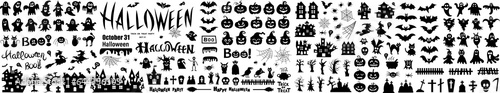 Big set of silhouettes of Halloween