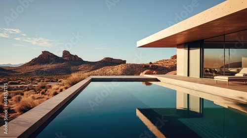 Desert Oasis: A Modern Pool Amidst Arid Beauty. Generative AI 2 © NormanBalberan