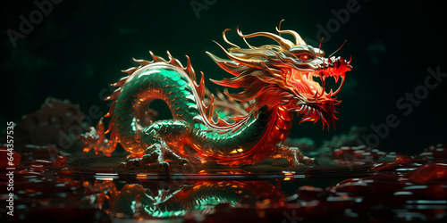 Glass fire Chinese dragon. China lunar calendar animal. Chinese New Year background
