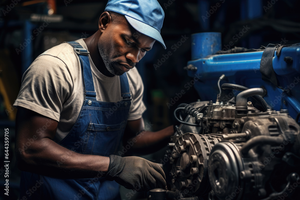an auto mechanic working on the car engine, ai generated. an auto mechanic working on the car engine, ai generated.