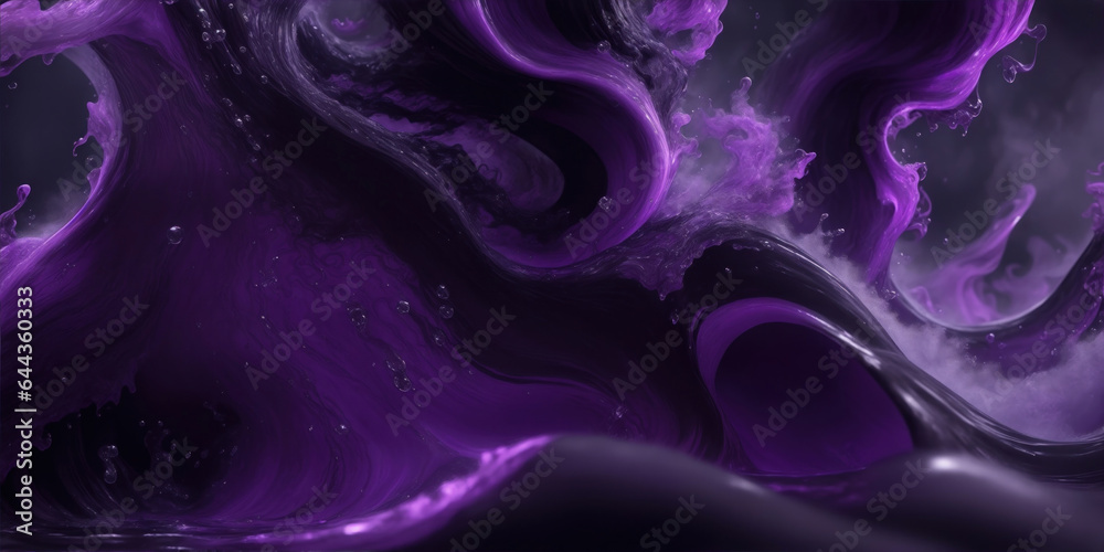 purple and black 3D liquid paint splashes waves background, generative ai purple and black 3D liquid paint splashes waves background, generative ai