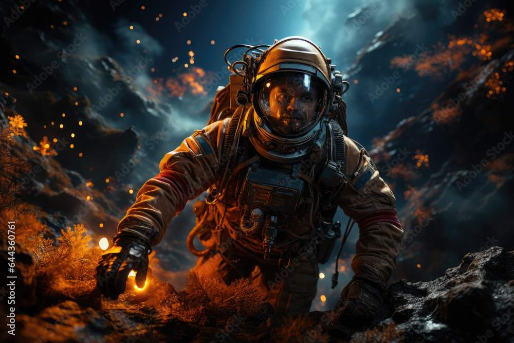 high angle photo of an astronaut in space with the earth, ai generated. high angle photo of an astronaut in space with the earth, ai generated.