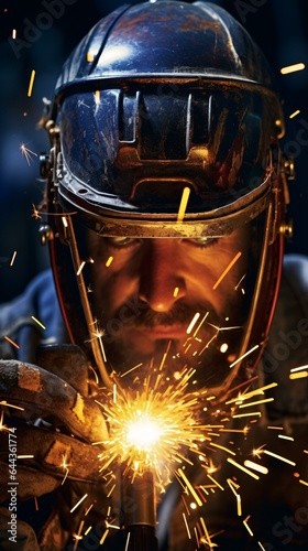 A welder in action, creating sparks while working on a metal project