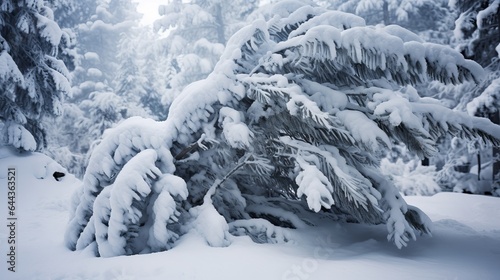 snow-covered Christmas tree branches